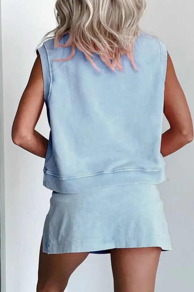 Round Neck Top and Skort Set