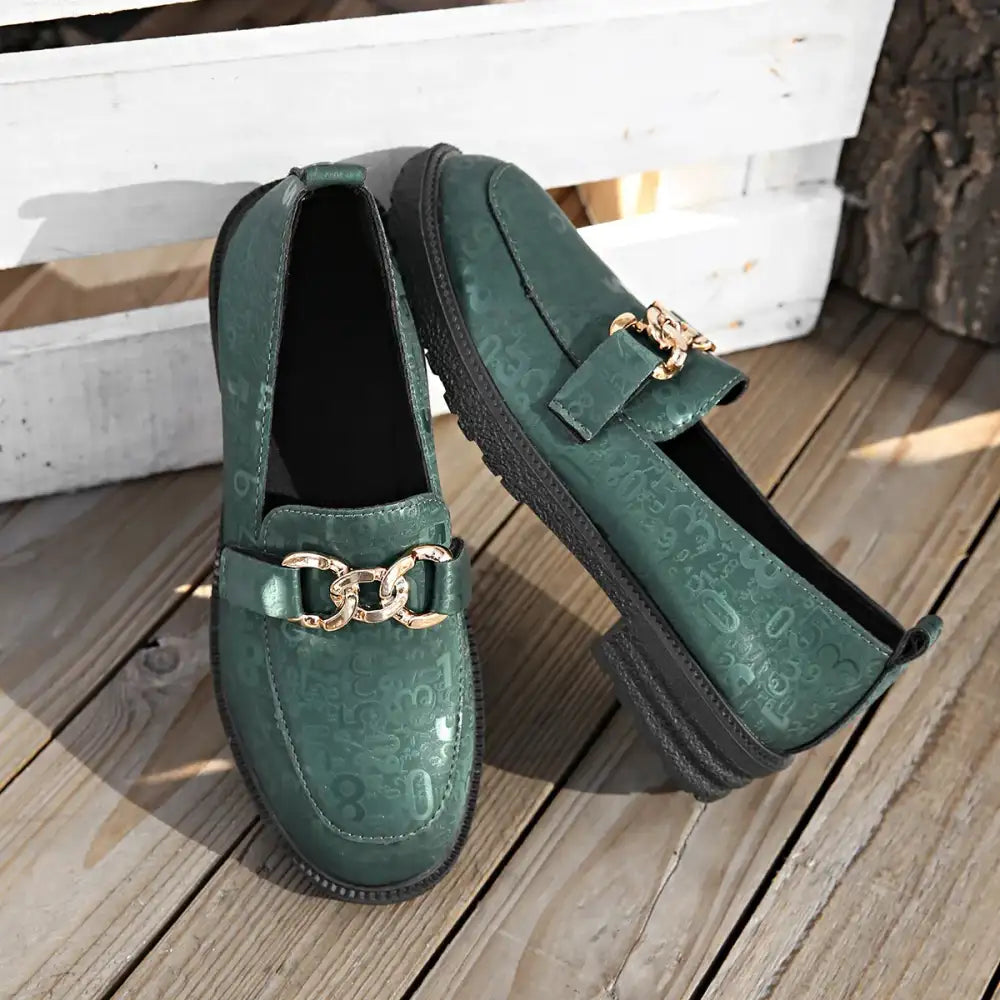 Round Toe Block Heels Loafers