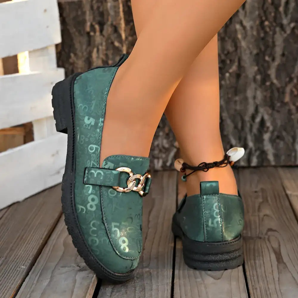 Round Toe Block Heels Loafers