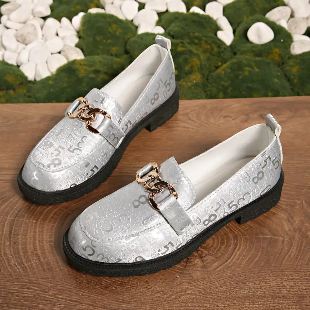 Round Toe Block Heels Loafers