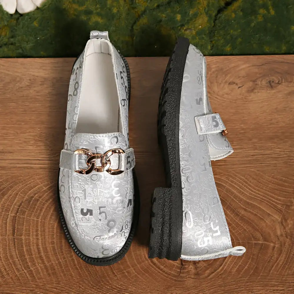 Round Toe Block Heels Loafers