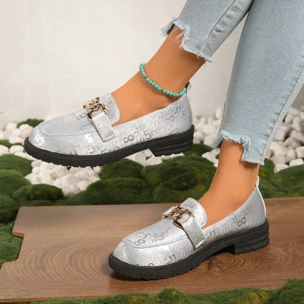 Round Toe Block Heels Loafers