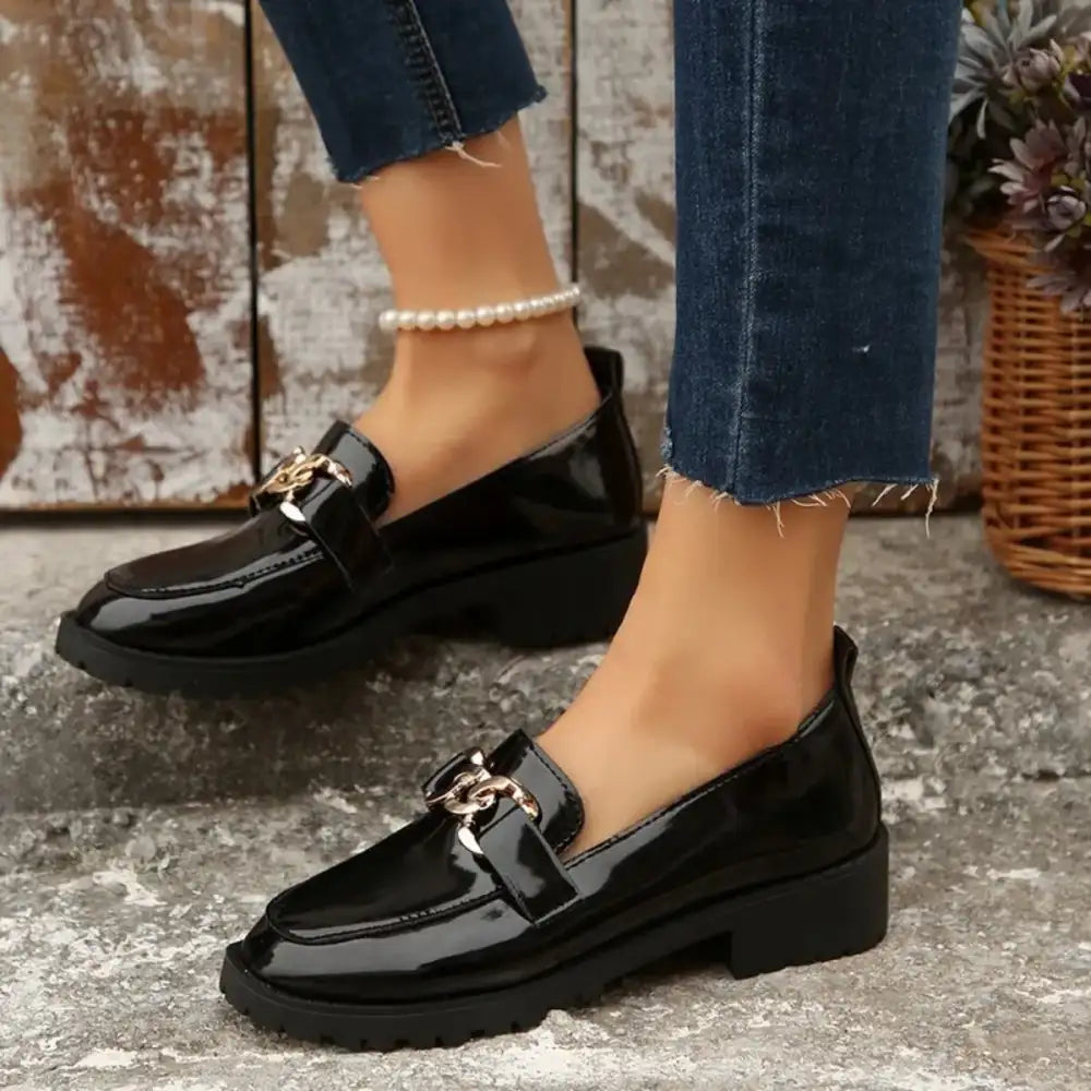 Round Toe Block Heels Loafers
