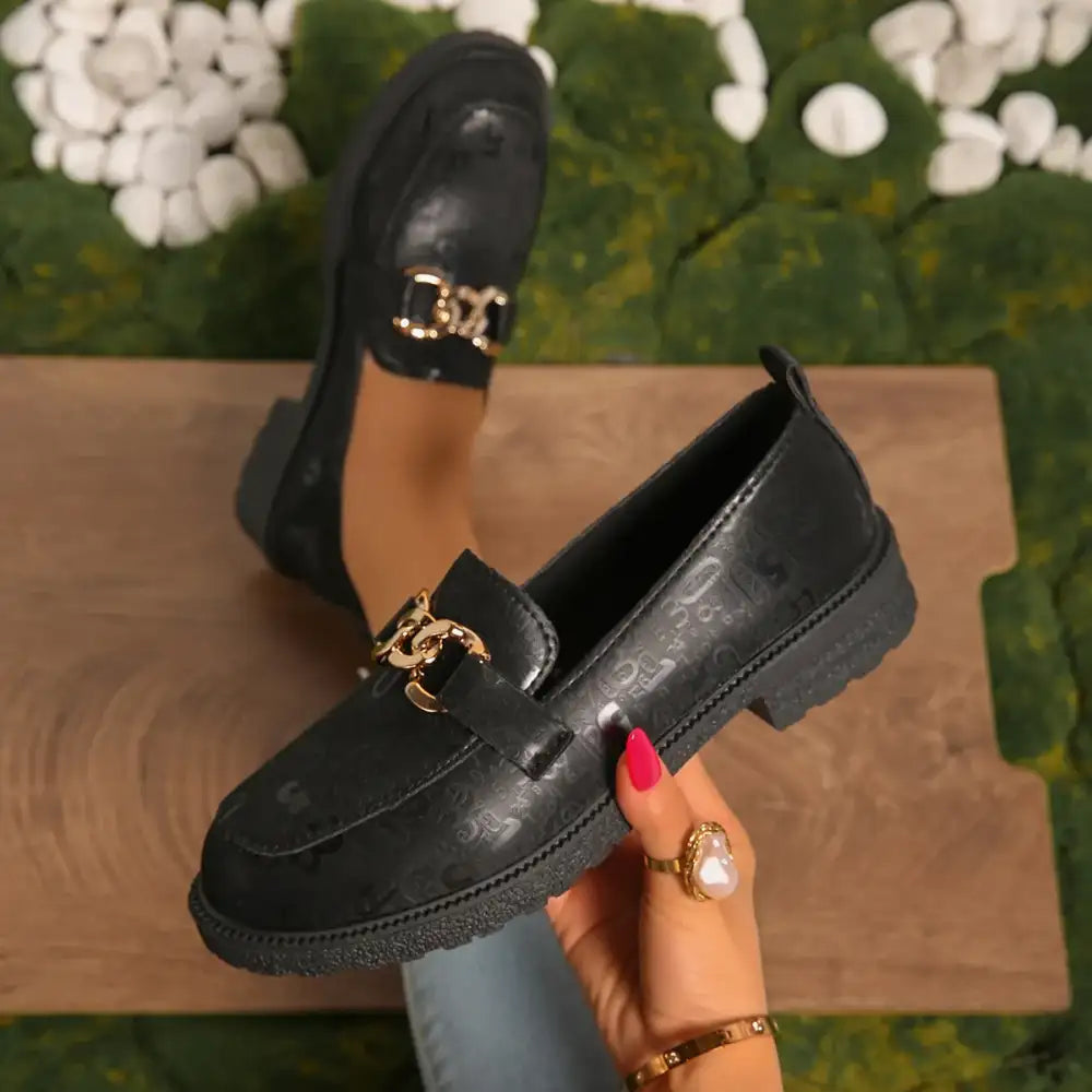 Round Toe Block Heels Loafers