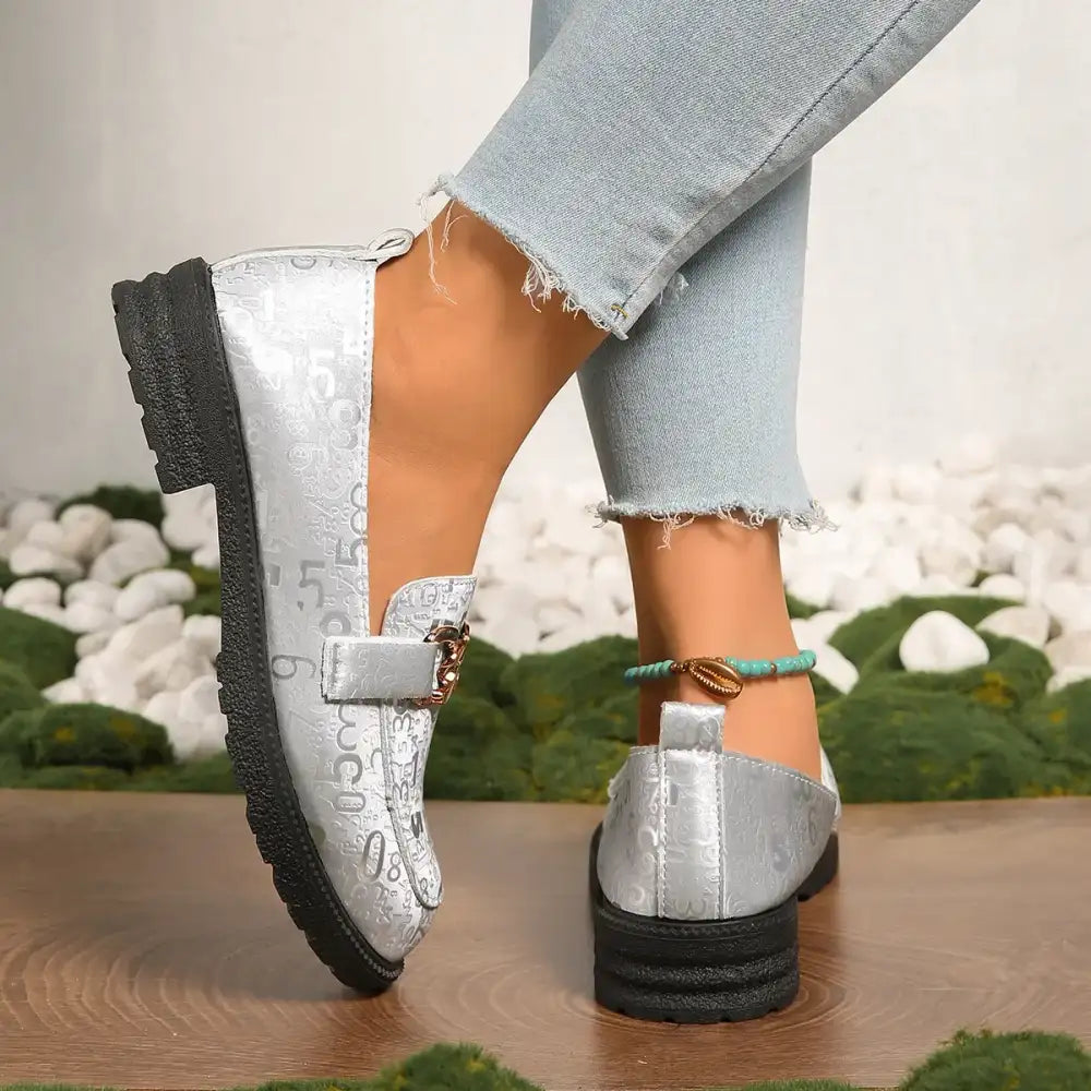 Round Toe Block Heels Loafers