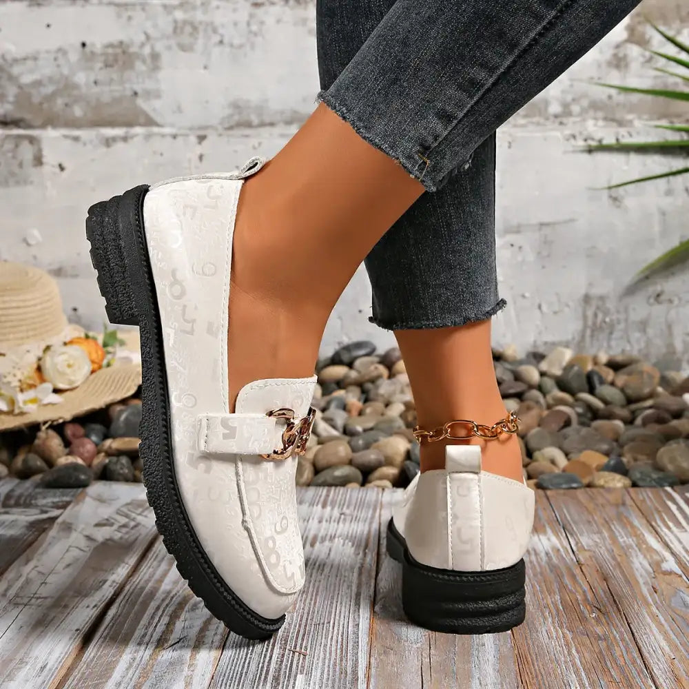 Round Toe Block Heels Loafers