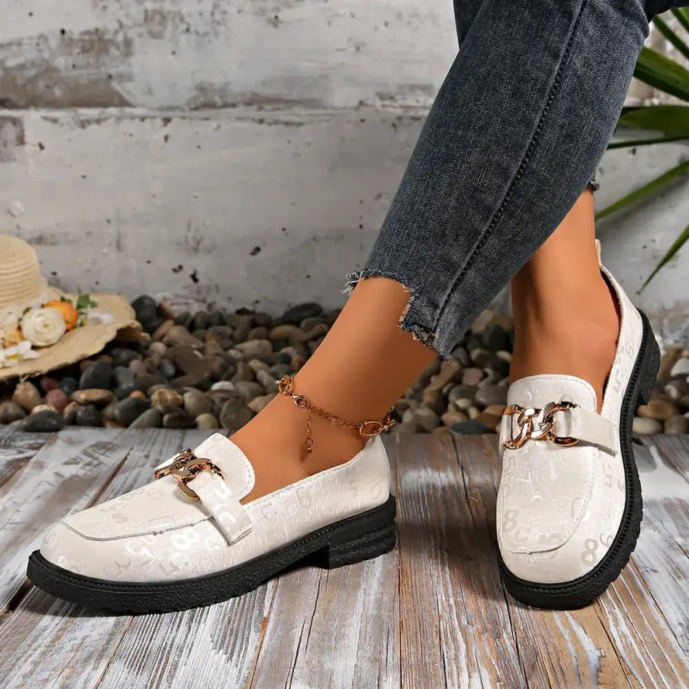 Round Toe Block Heels Loafers