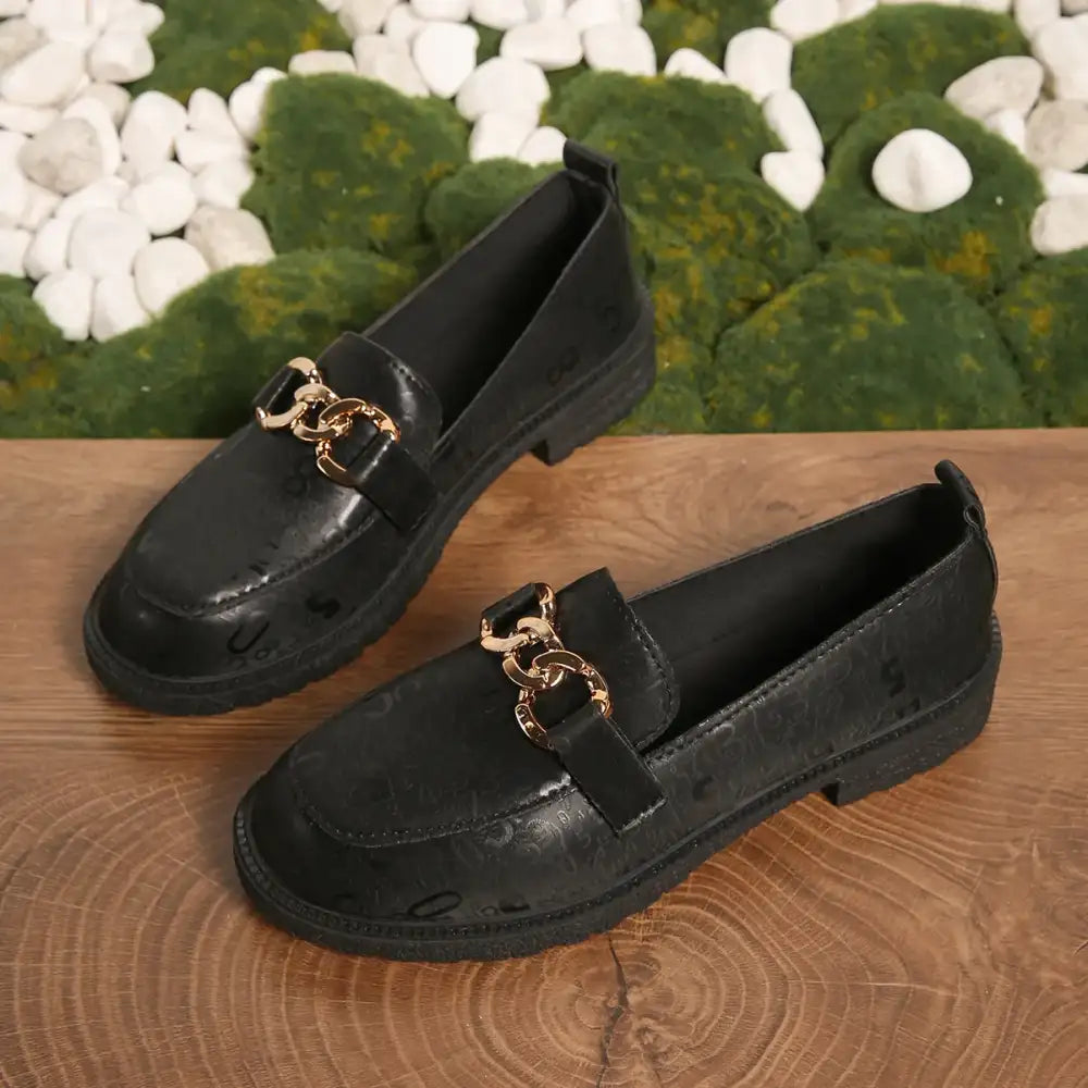 Round Toe Block Heels Loafers