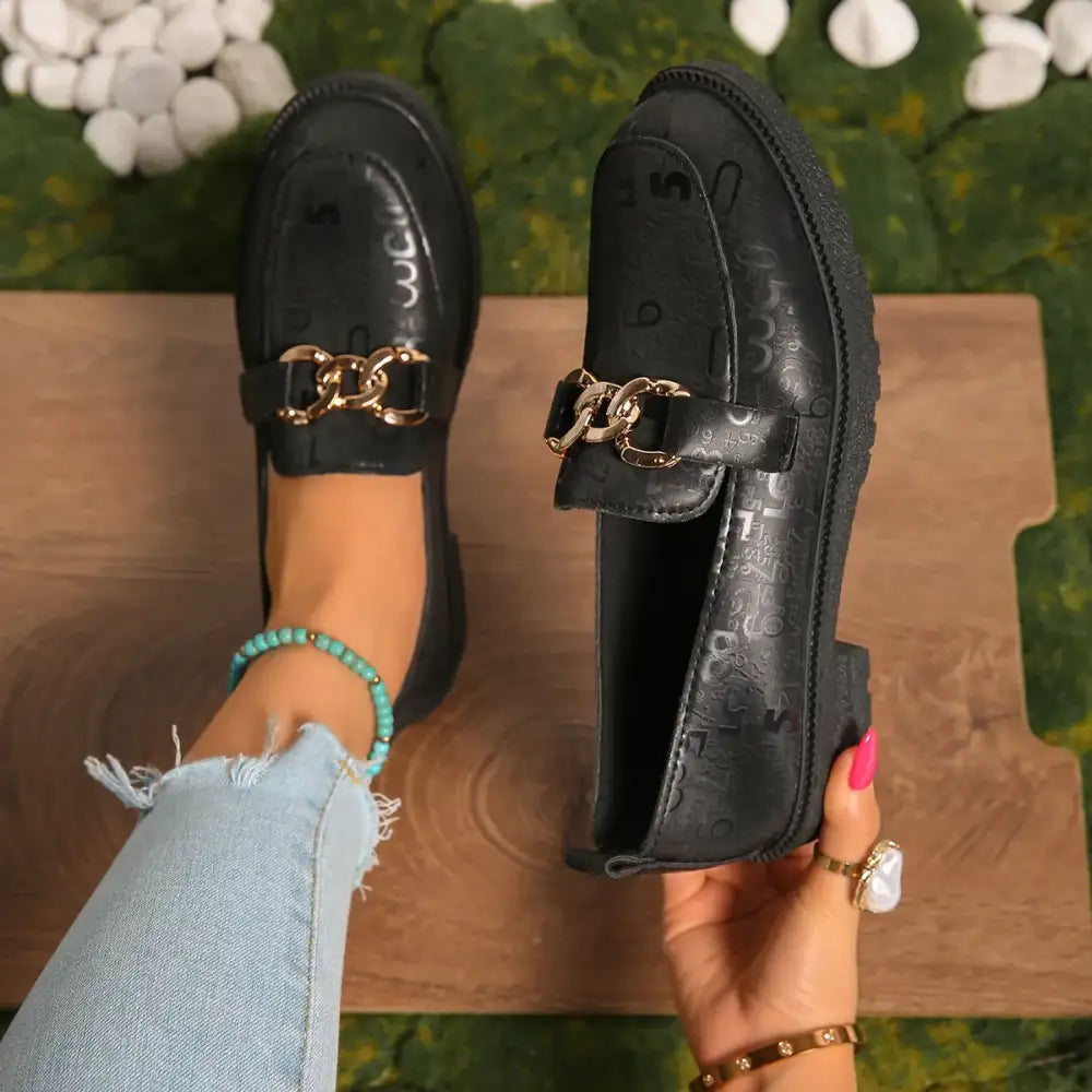 Round Toe Block Heels Loafers