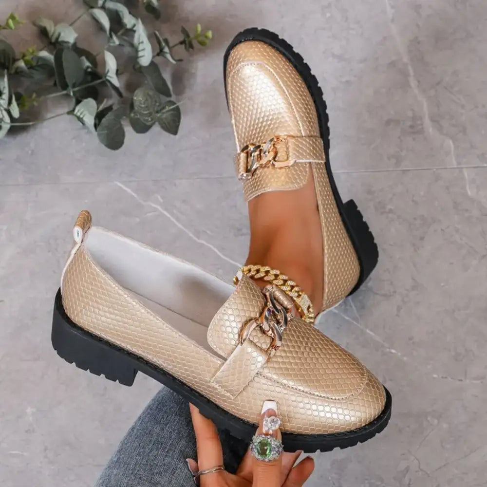 Round Toe Block Heels Loafers