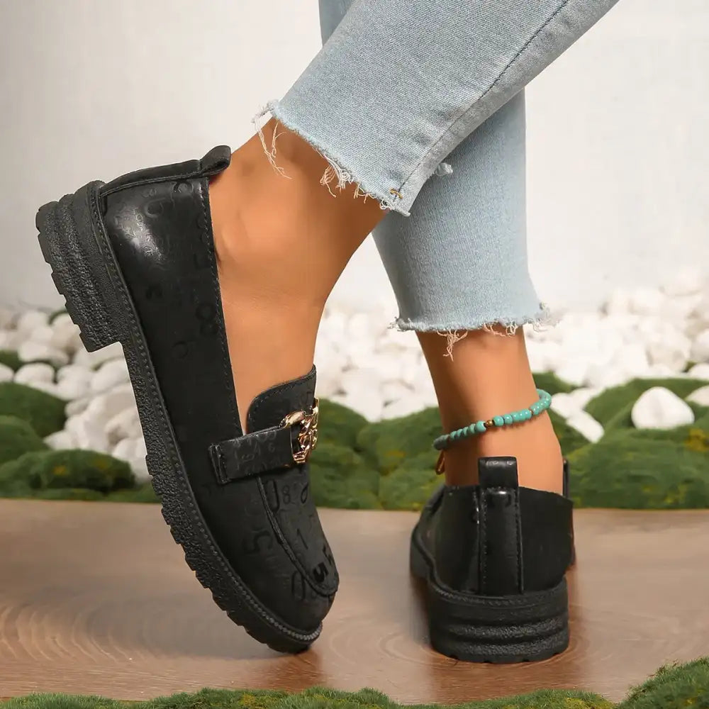 Round Toe Block Heels Loafers