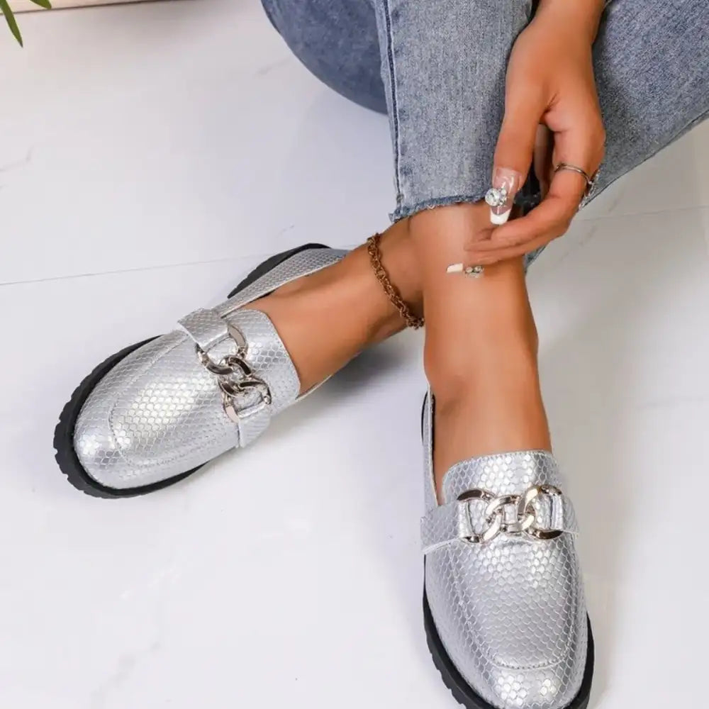 Round Toe Block Heels Loafers