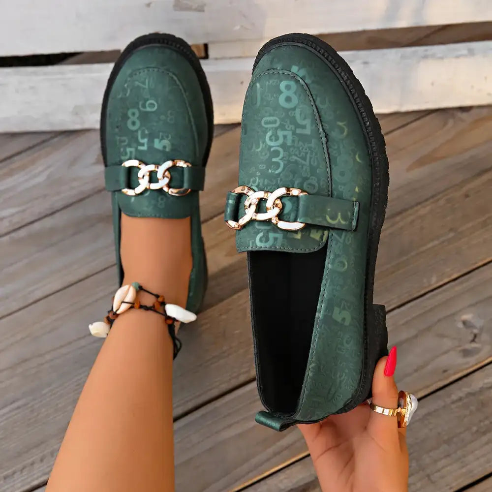 Round Toe Block Heels Loafers