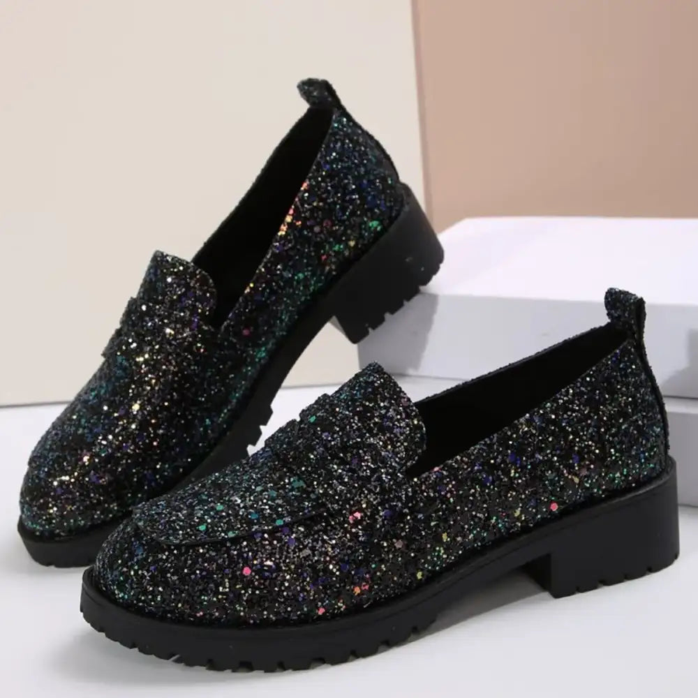 Round Toe Block Heels Loafers