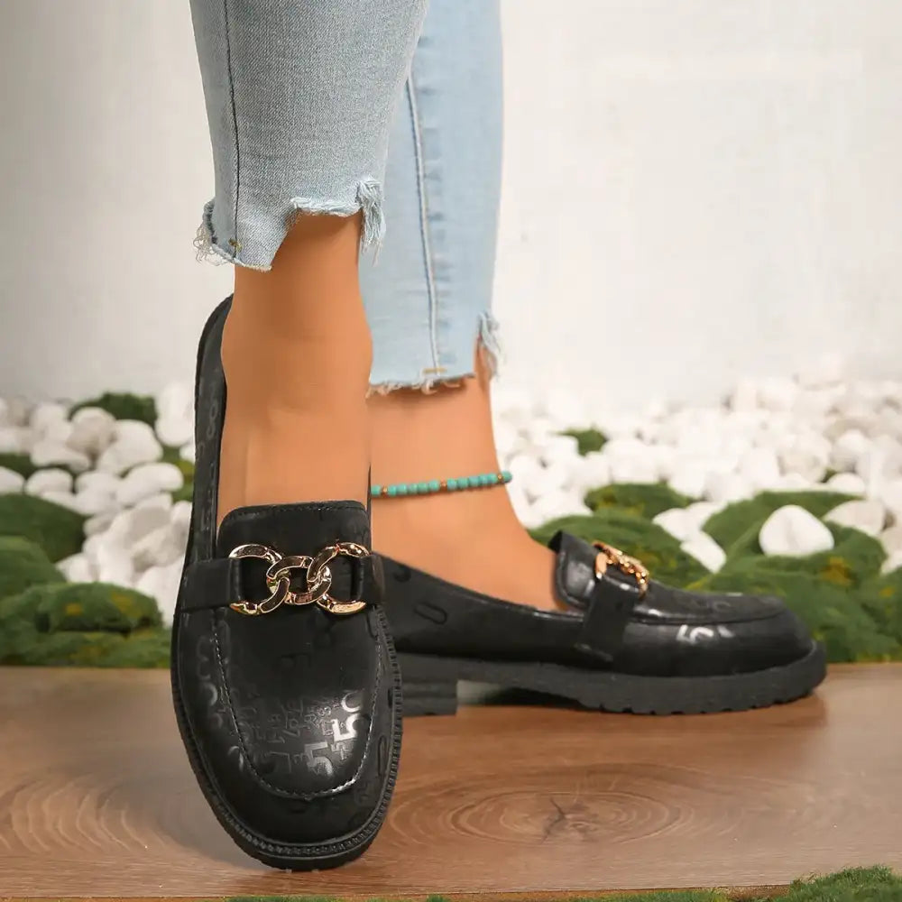 Round Toe Block Heels Loafers
