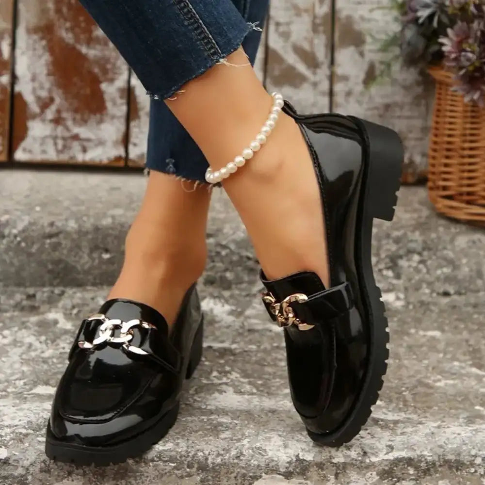 Round Toe Block Heels Loafers