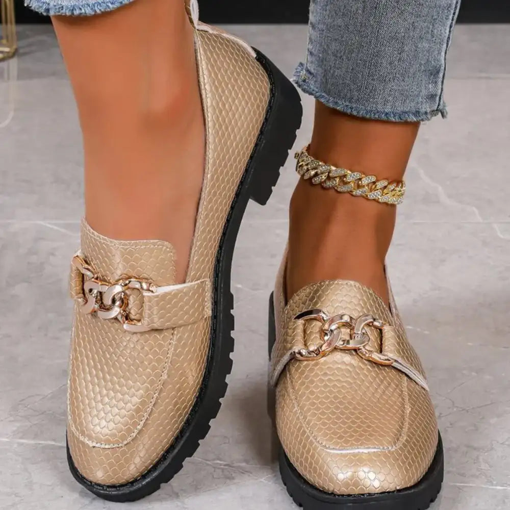 Round Toe Block Heels Loafers