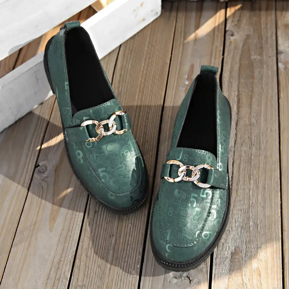 Round Toe Block Heels Loafers