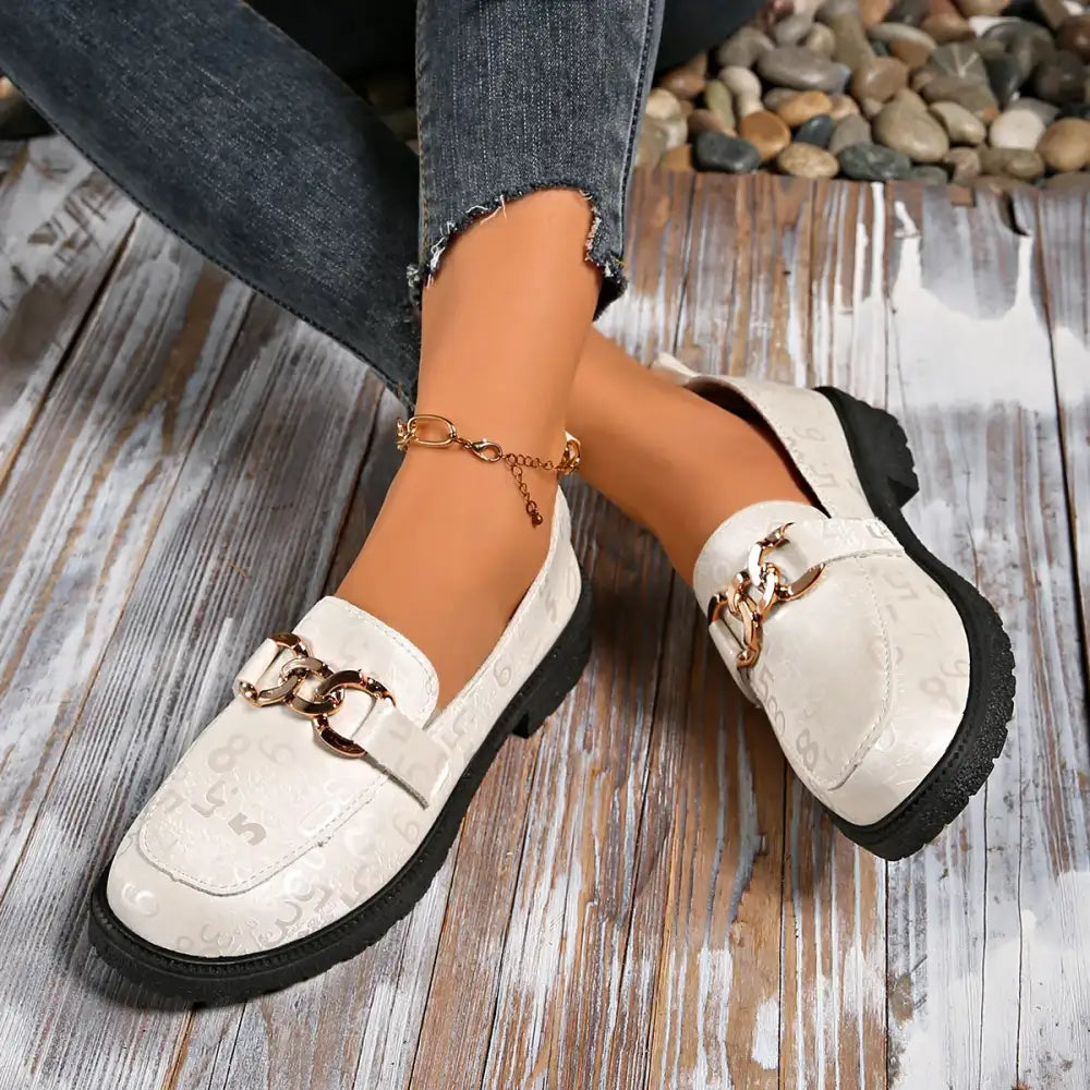 Round Toe Block Heels Loafers