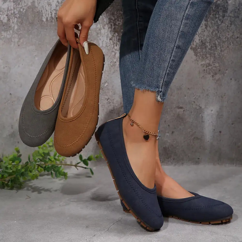 Round Toe Flat Slip-Ons