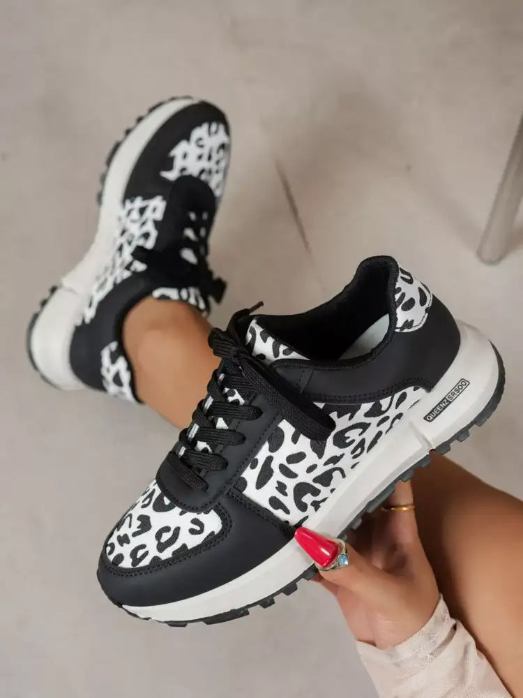 Round Toe Leopard Sneakers
