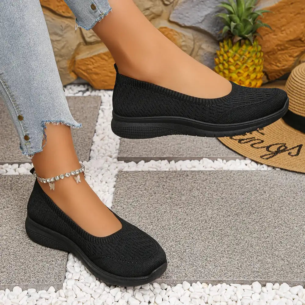 Round Toe Mesh Slip-Ons