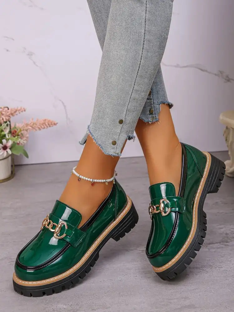Round Toe Platform Loafers