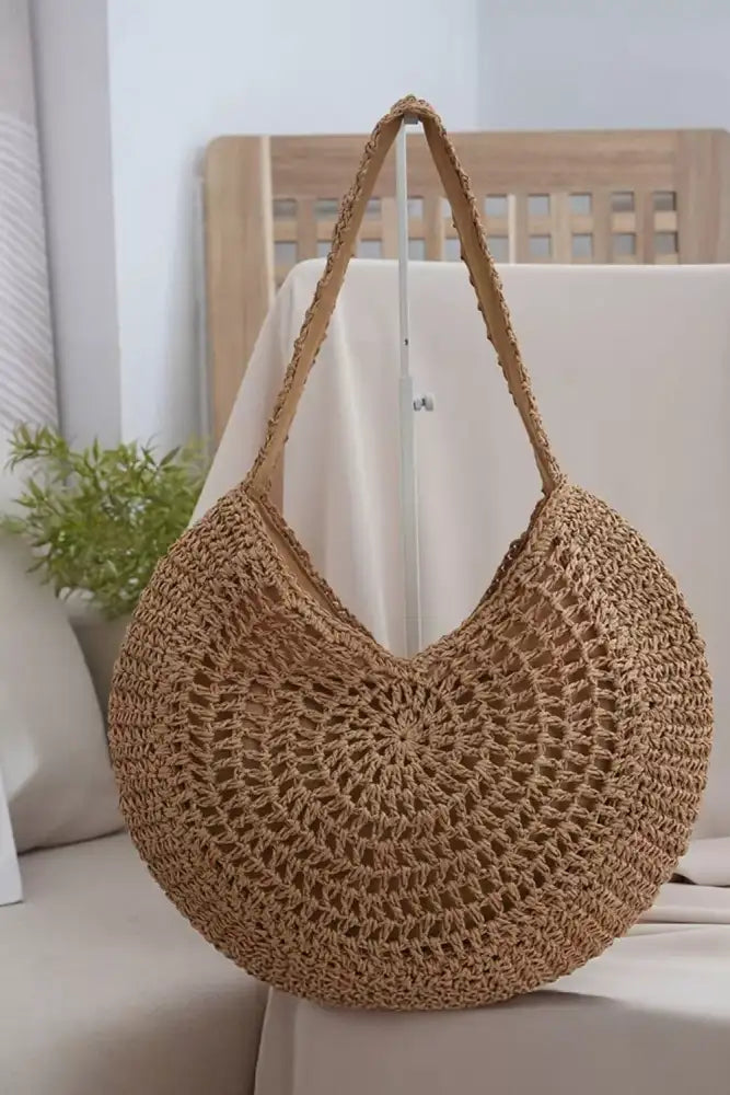 Round Woven Shoulder Bag