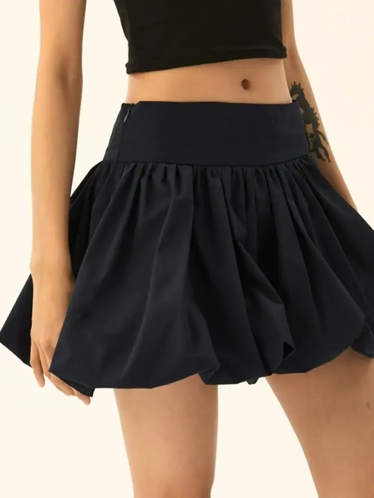 Ruched Bubble Hem Mini Skirt