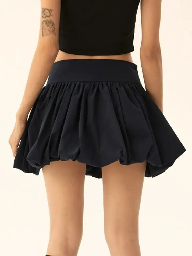 Ruched Bubble Hem Mini Skirt