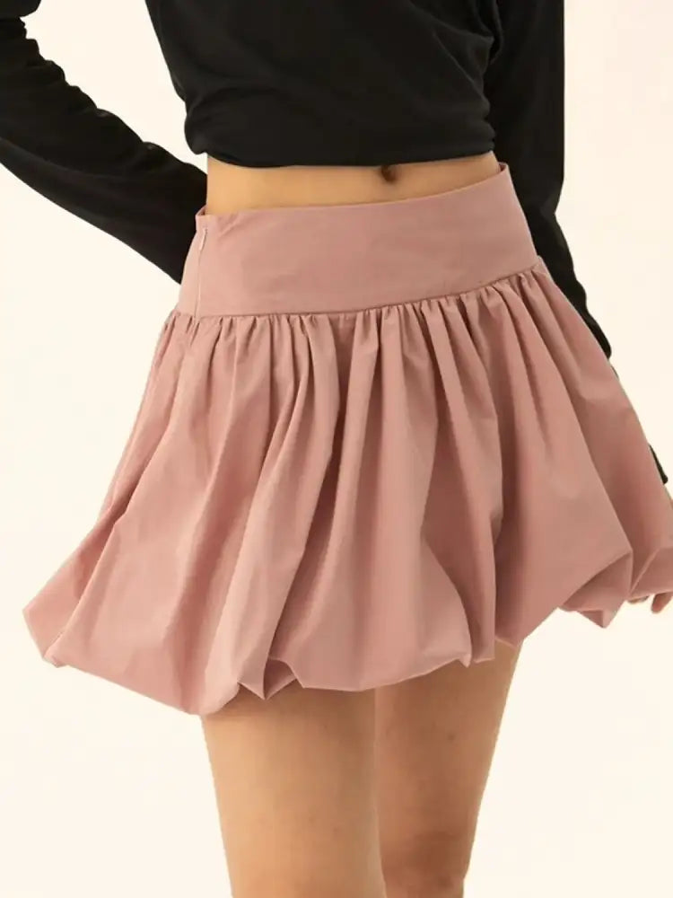 Ruched Bubble Hem Mini Skirt