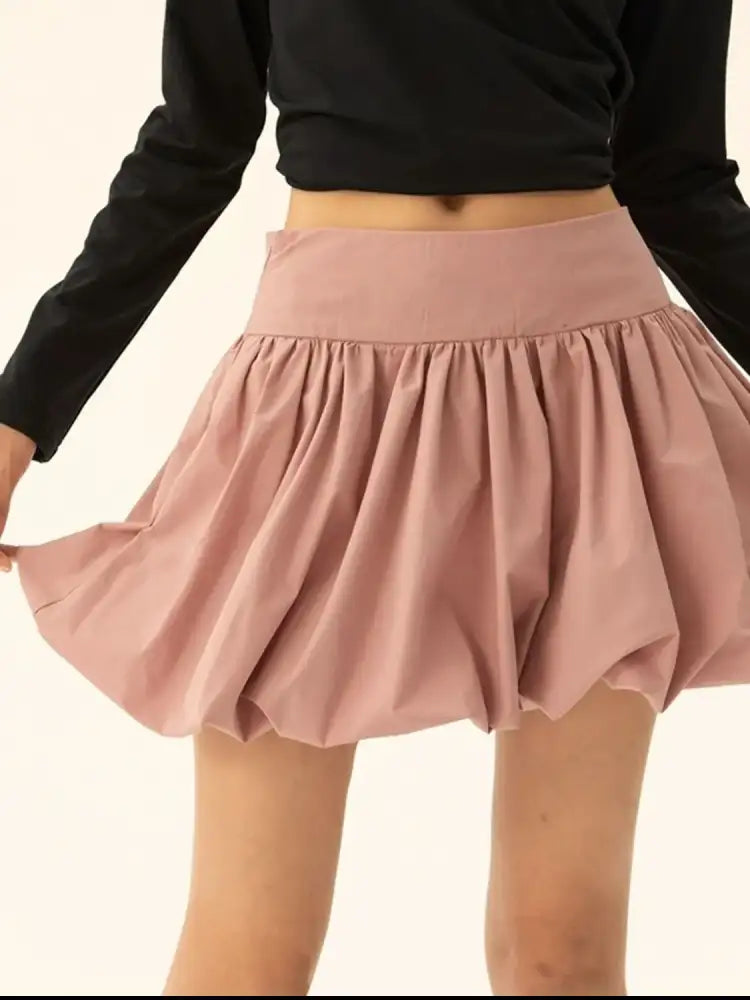 Ruched Bubble Hem Mini Skirt
