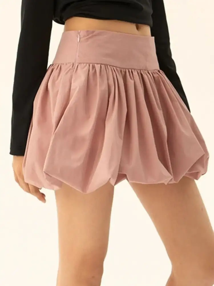 Ruched Bubble Hem Mini Skirt