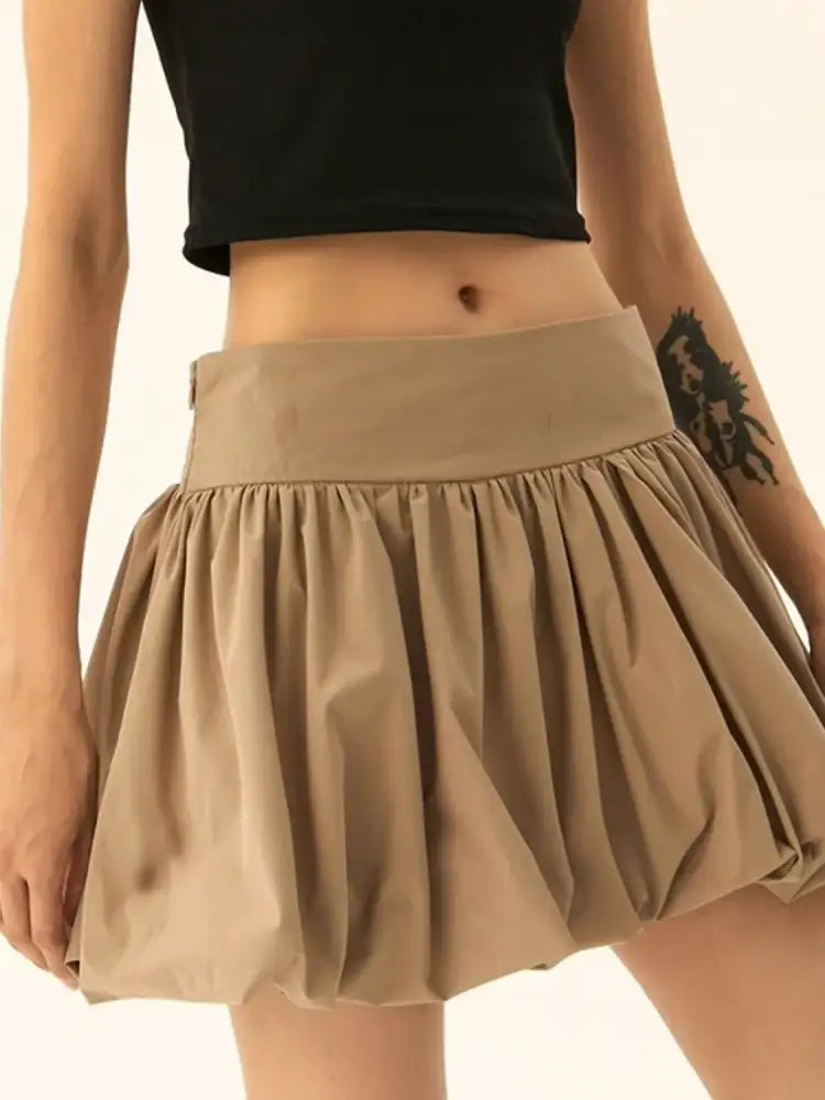 Ruched Bubble Hem Mini Skirt