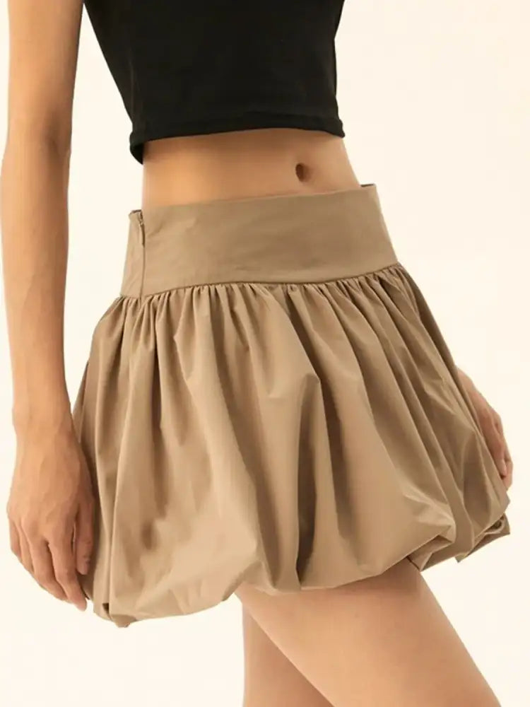 Ruched Bubble Hem Mini Skirt