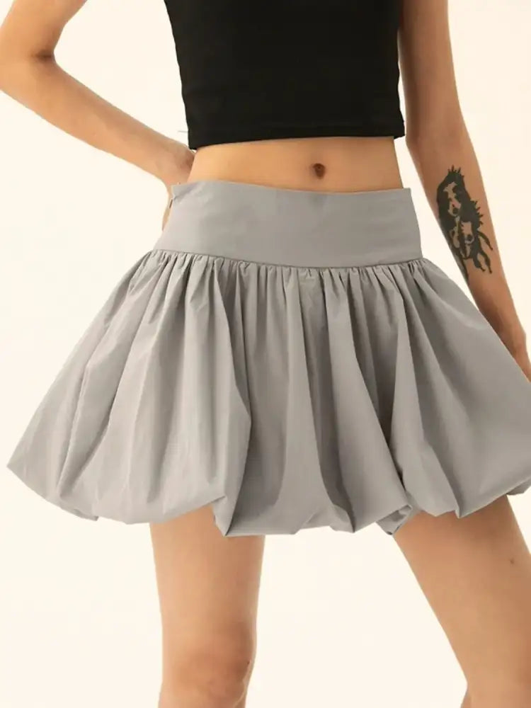 Ruched Bubble Hem Mini Skirt