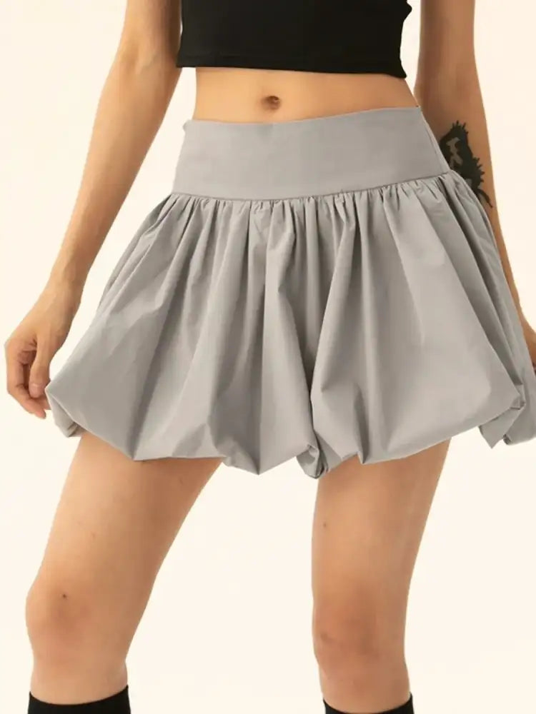 Ruched Bubble Hem Mini Skirt