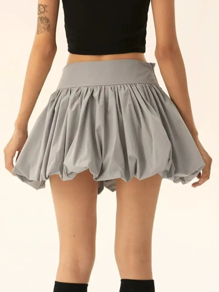 Ruched Bubble Hem Mini Skirt