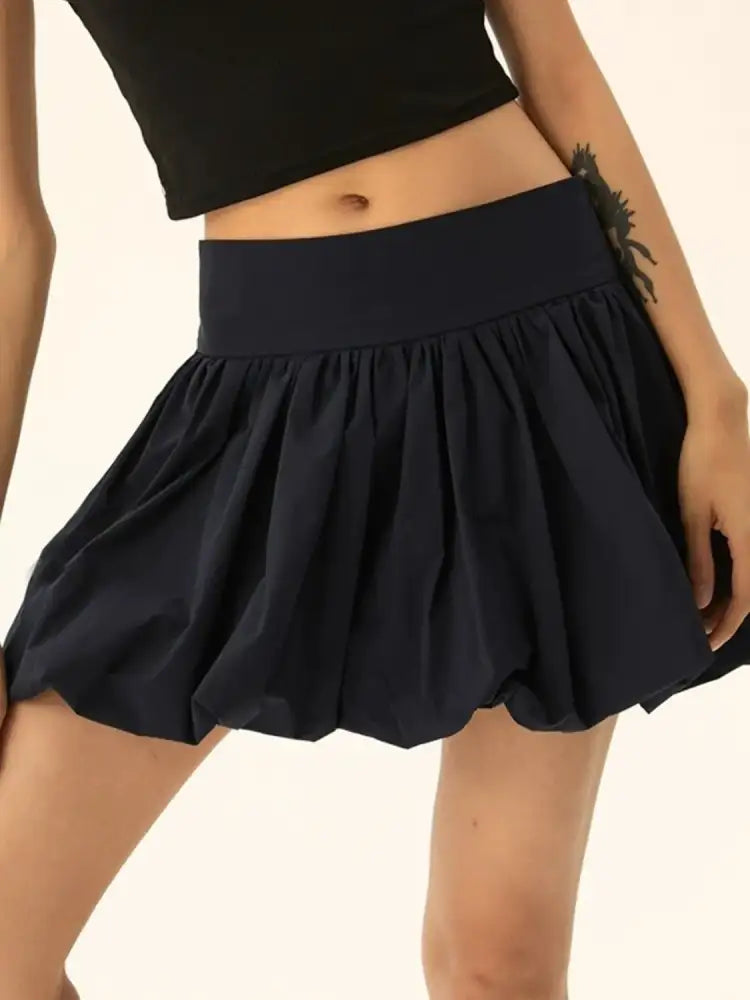Ruched Bubble Hem Mini Skirt