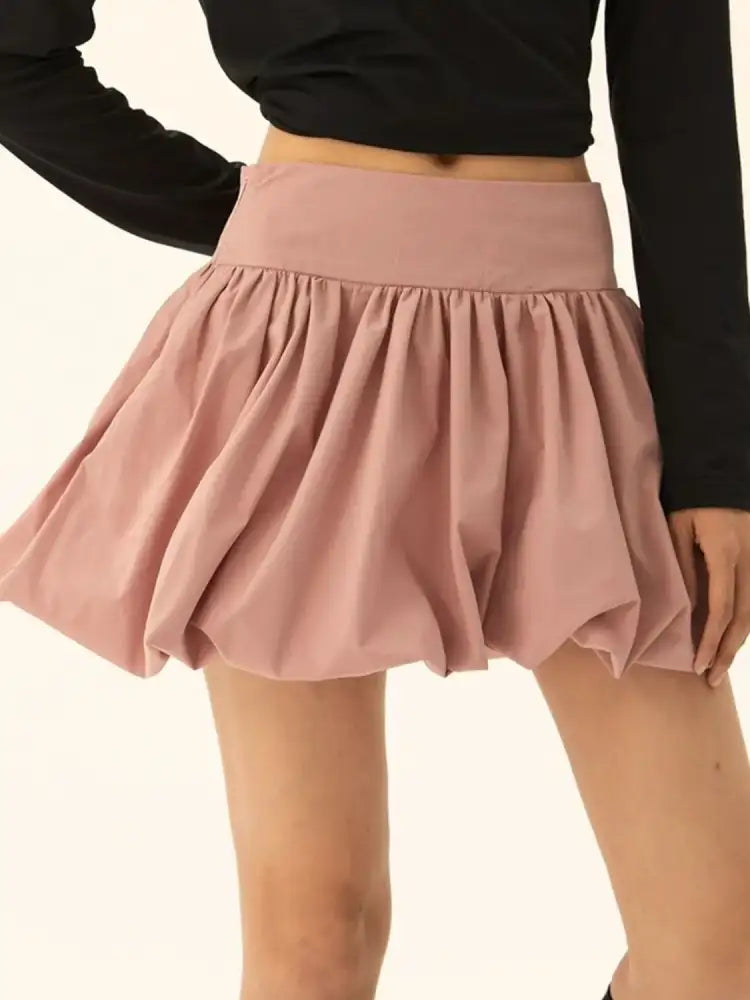 Ruched Bubble Hem Mini Skirt