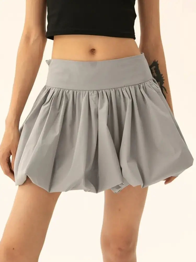 Ruched Bubble Hem Mini Skirt