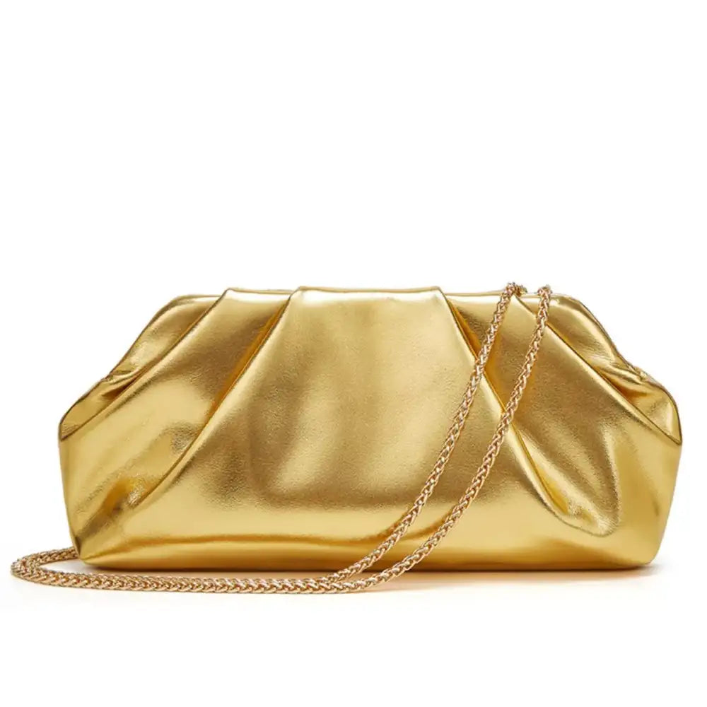 Ruched Shoulder Bag with Chain Strap