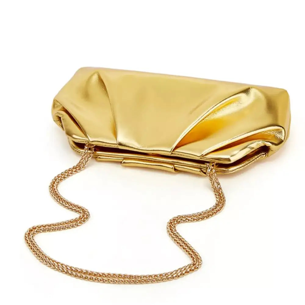 Ruched Shoulder Bag with Chain Strap