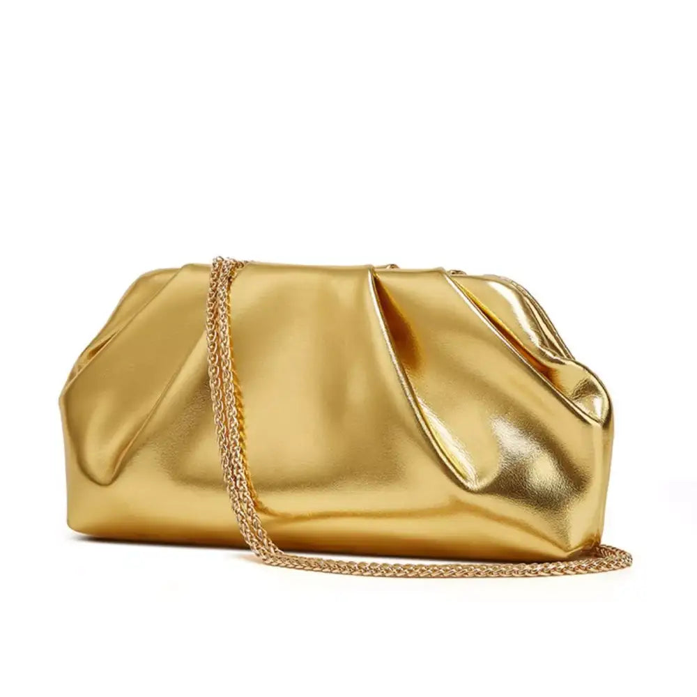 Ruched Shoulder Bag with Chain Strap