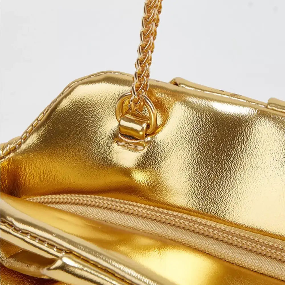Ruched Shoulder Bag with Chain Strap