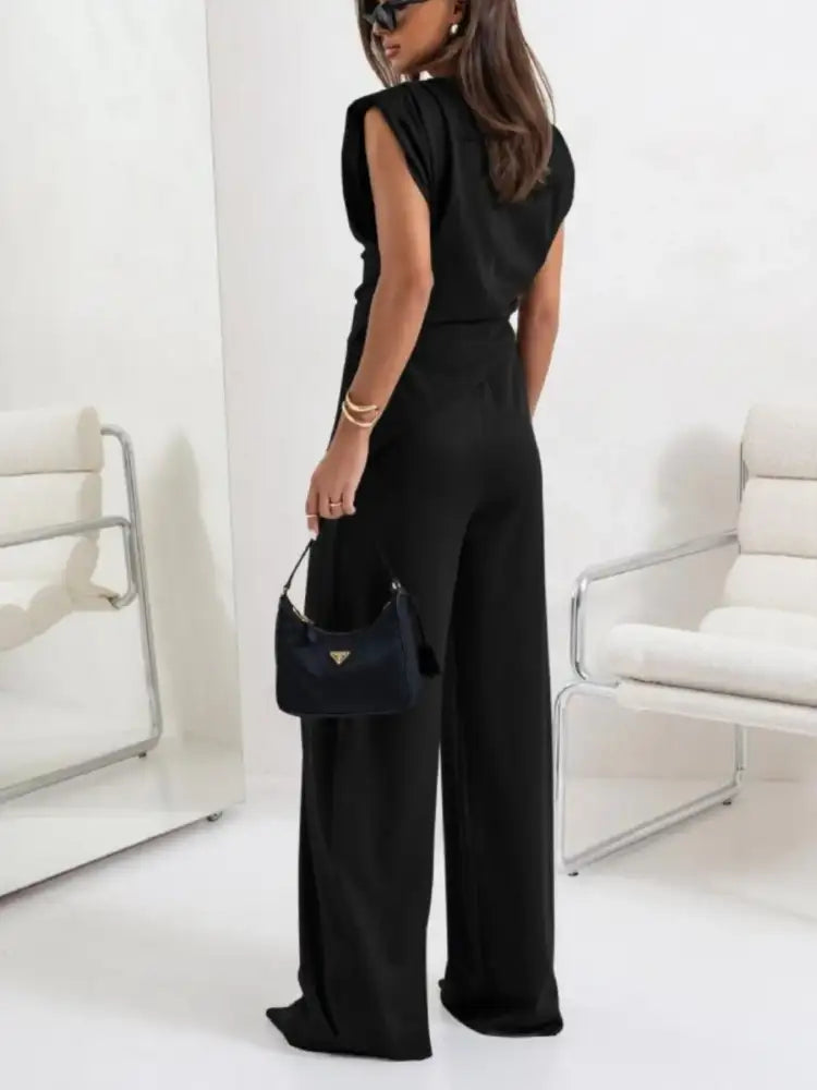 Ruched Sleeveless Top and Pants Set
