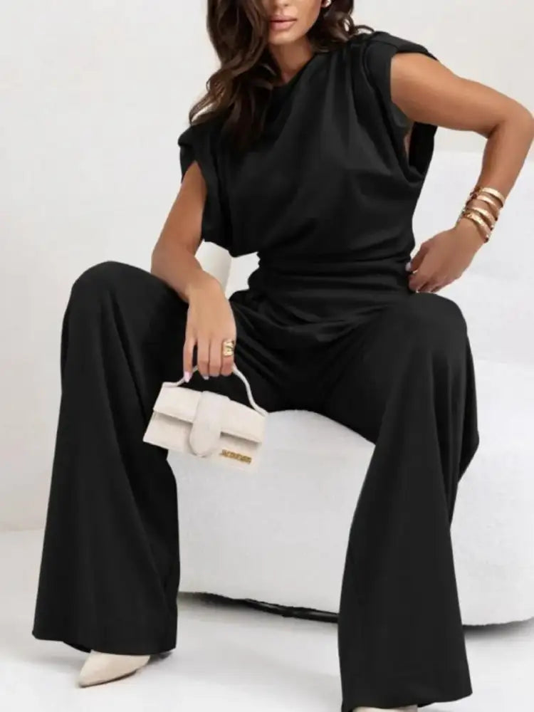 Ruched Sleeveless Top and Pants Set