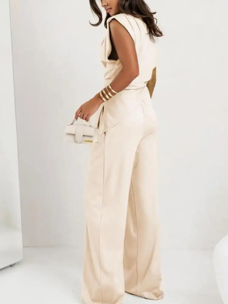 Ruched Sleeveless Top and Pants Set