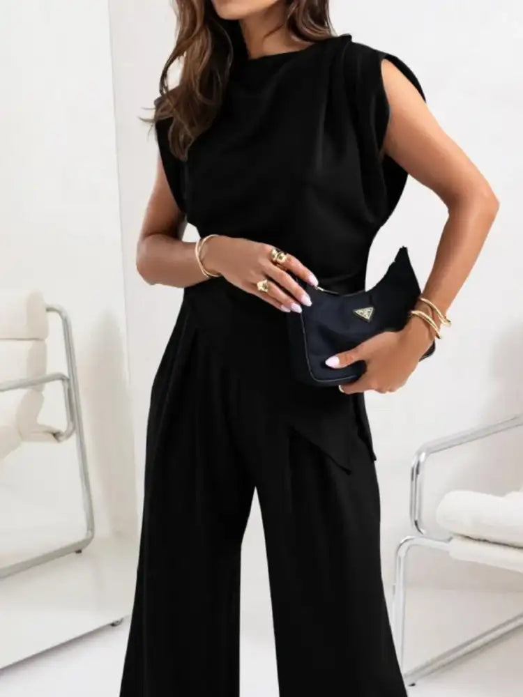 Ruched Sleeveless Top and Pants Set