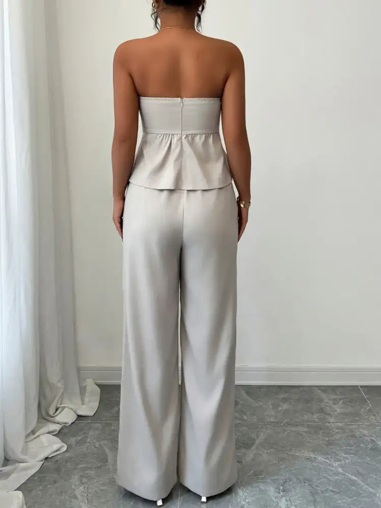 Ruched Tube Top and Pants Set
